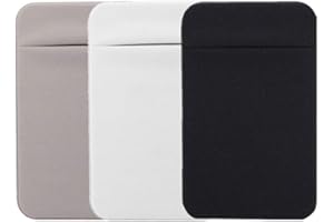 Kbinter Slim Credit Card Holder for Back of Cell Phone, Stretchy Ultra Lycra 3M Self Adhesive Phone Pocket Stick On Wallet for ID Credit Card Pocket for iPhone Android Galaxy (Gray+White+Black)