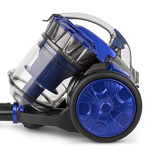 Wëasy Aspirateur Sans Sac Multicyclonique Traineau Ws14, 2L, Filtre Hepa, Silencieux, Puissant, Pratique, Pour Tapis, Moquettes Et Sols Durs, Inclus Brosse Poussière 2 En 1 Et Suceur Plat Bleu/Gris