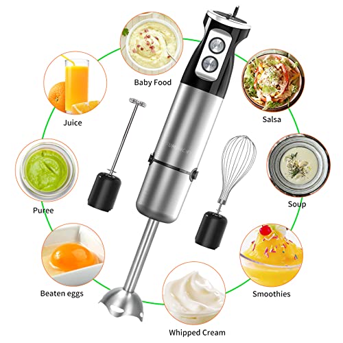 FUMONCHY Immersion Blender, Multifunctional 800W Hand Blender for Baby Food Sauces Soup, Stick