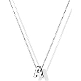 SILVERCUTE Valentines Day Gifts for Her - Small 925 Sterling Silver Initial Necklace for Women,Tiny Silver Initial Pendant Tiny Letter Necklace with Adjustable Chain,16"-18"