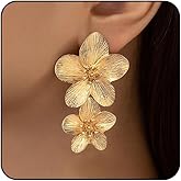 Flower Earrings for Women Big Statement Earrings for Women Floral Earrings Daisy Earrings Pink Orange Black White Flower Stud Earrings Summer Spring Fancy Jewelry