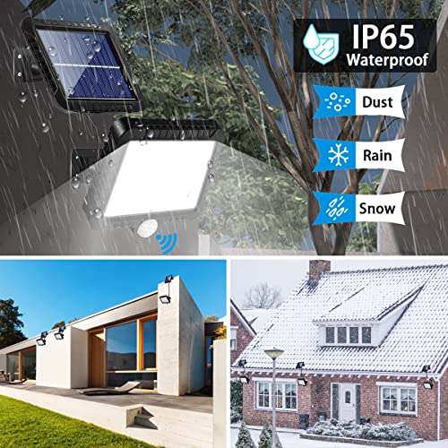 Solar Light Outdoor, Junvaia 56 LED Solar Security Lights Outdoor with Motion Detector, Large Capacity Battery LED Motion Sensor Lights, IP65 Waterproof 120° Wide Angle Flood Light with 16.5ft Cable