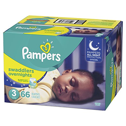 Pampers Swaddlers Overnights Disposable Baby Diapers Size 3, 66 Count, SUPER