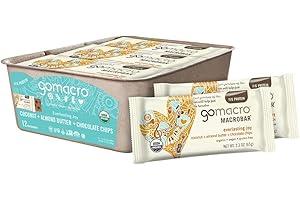 GoMacro MacroBar Organic Vegan Protein Bars - Coconut + Almond Butter + Chocolate Chips (2.3 Ounce Bars, 12 Count)
