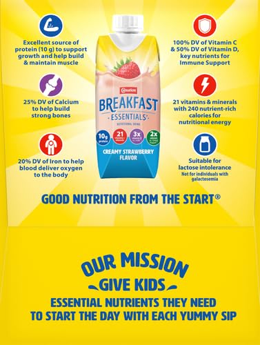 CARNATION BREAKFAST ESSENTIALS READY-TO-DRINK, CREAMY STRAWBERRY, 8 FL OZ BOTTLE (PACK OF 6) (PACKAGING MAY VARY)