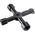 OriGlam Universal 4 Way Multi-Functional Utilities Key, Electric Cabinet Keys Gas Meter Keys Service Cross Key for Electric Water Gas Meter Box Cupboard Cabinet Opening Key