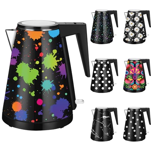 1.2L Double Wall Stainless Steel Interior Water Boiler, Cordless, 1000W Fast Boil with LED Light Coffee Pot & Tea Electric Kettle, Auto Shut-Off and Boil-Dry Protection (Colorful Graffiti) at Amazon