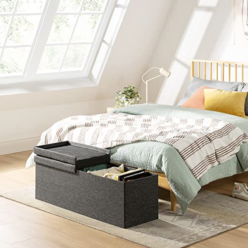 Otto & Ben 45" Storage Ottoman with SMART LIFT Top, Upholstered Tufted
