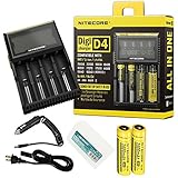 Nitecore D4 Smart Charger 2015 version with LCD display For Li-ion, IMR, LiFePO4 26650 22650 18650 17670 18490 17500 18350 16340 RCR123 14500 10440 Ni-MH And Ni-Cd AA AAA AAAA C Rechargeable Batteries +2*Nitecore NL189 Battery+1*Olight Battery Box
