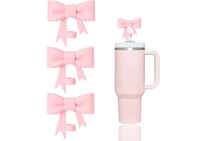 YAYAYOUNG 3 Pcs Classic Pink Bow Straw Covers Cap Toppers Compatible with Stanley 30&40 oz Tumbler Cups,Reusable Cute Silicone Straw Tips Lids Protectors for 0.4 in/10mm Stanley Cups Straw Accessories