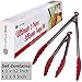 StarPack Basics Silicone Kitchen Tongs (9-Inch & 12-Inch) - Stainless Steel with Non-Stick Silicone Tips, High Heat Resistant to 480°F, For Cooking, Serving, Grill, BBQ & Salad (Cherry Red)