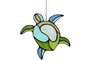 EPOGIFTS Sea Turtle Stained Glass Window Hangings,Sea Turtle Decor Navy Beach Theme Decoration Gift for Parents Housewarming Gifts
