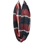 Wrapables Plaid Print Winter Infinity Scarf, Navy and Wine Wrapables Plaid Print Winter Infinity Scarf, Navy and Wine