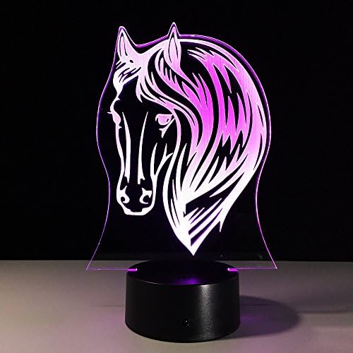 Horse Head 3D Night Light Touch LED Table Desk Lamps 7 Color Changeable Desk Lamp Table Household Room Decoration Gift,Birthday Gift Christmas Gift Toys for Children Kids
