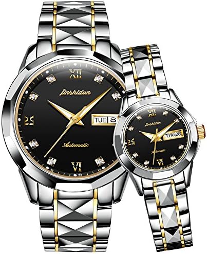 JSDUN His & Hers 8813 Tungsten Steel Two-Tone Automatic Watch Couple Wrist Watches Gift Set