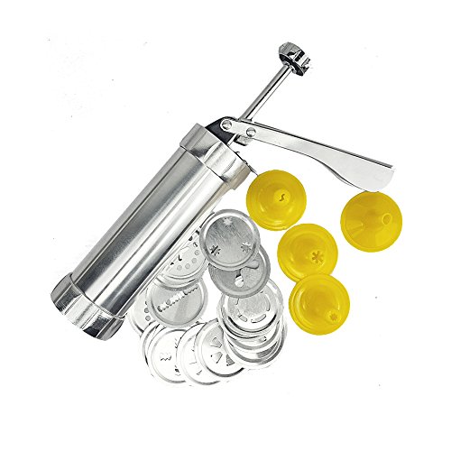 Co-link DIY Biscuit Cookie Extruder Presser Machine Biscuit Maker Cake Making Decorating Gun Cookie Tools with 20 Moulds 4 Nozzles Biscuit Baking