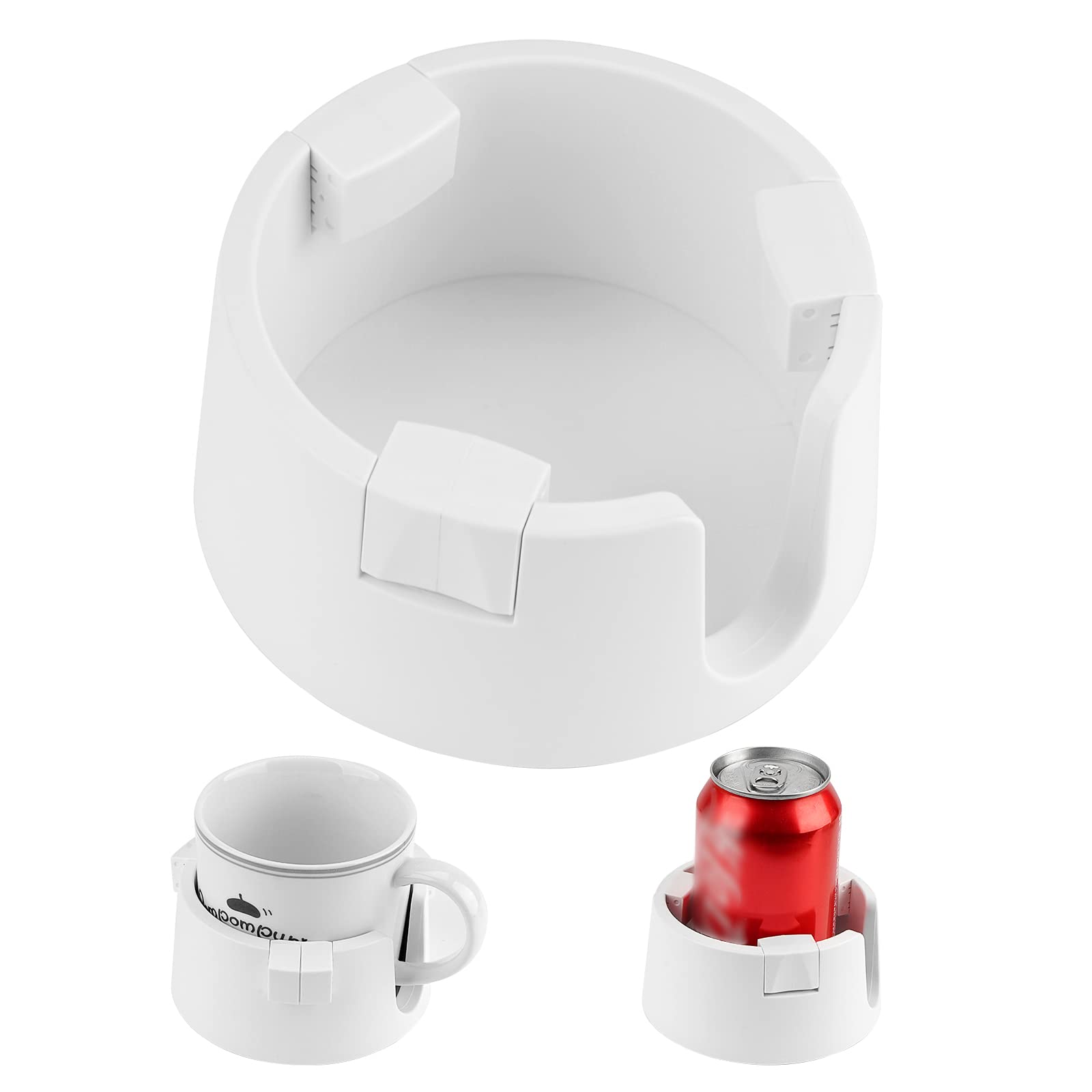 Photo 1 of Adorila Anti-Spill Cup Holder, Adjustable Inner Diameter Drink Coaster with Sticker, Drink Holder for Home Office Outdoors (White)