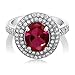 Gem Stone King Sterling Silver Red Created Ruby Women's Ring 3.70 cttw, Center Stone: 10x8mm (Size 6)