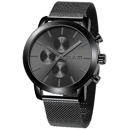CRRJU Mens Stylish Casual Quartz Watches for Men Luxury Waterproof Calendar Chronograph Japan Movement Wristwatches