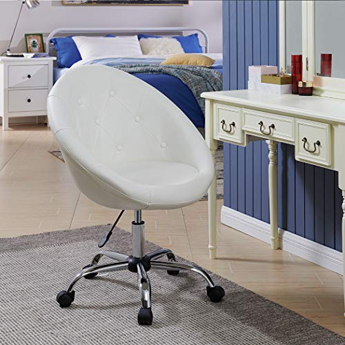 Duhome Home Office Chair Task Computer Chair with Wheels Swivel Height Adjustable Working Stool (White) - Thumbnail 7
