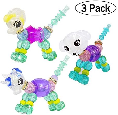 Twisty Pets Angel Unicorn, Lucky Dog, Beautiful Pony, Collectible Bracelet Set for Kids, Variety Pet Deformation Bracelet, DIY Bracelet Toy Children Beaded - 3 Pack