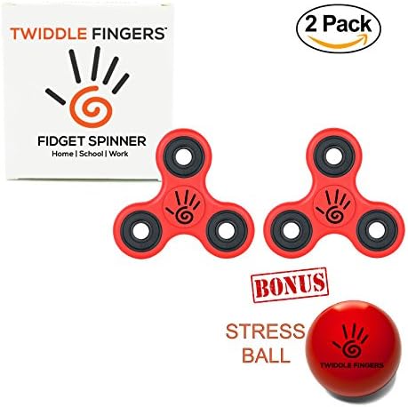 Twiddle Fingers Tri - Fidget Spinner (2 PACK) with 2 to 5 Minutes Spinning Times, Si3N4 Ceramic Bearing (Red - 2 Pack)
