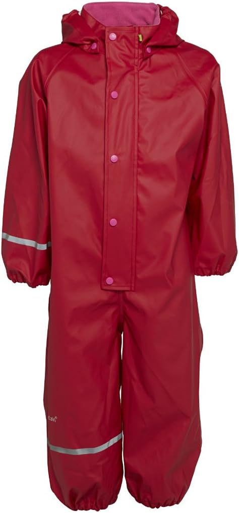 Kids Waterproof One Piece Overall โ Red with Pink