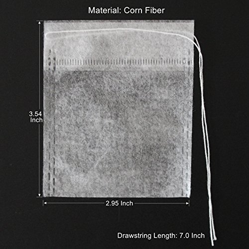 Bstean Drawstring Corn Fiber Tea Filters Infuser Bags for Loose Leaf Tea with Free Clip (100 PCS)