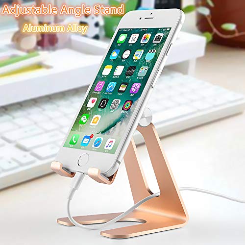 Adjustable Cell Phone Stand, Thickness Aluminum Multi-Angle Mobile Phone Holder,Cradle, Dock, Stand for iPhone 6 7 8X Plus 6s 7s ipad, All Android Smartphone, Universal Phone Stand (Gold)