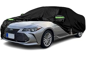 Qnmittry Waterproof Car Covers Compatible with 2005-2024 Toyota Avalon, All Weather Custom-fit Car Cover with Zipper Door for Rain Snowproof UV Windproof Protection