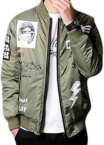 Xiessi Men's Fashion Nylon Embroidered Military Bomber Flight Jacket Green 3XL
