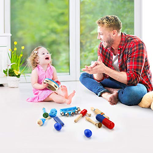 Lujex Kids Wooden Percussion Instrumental Musical Instrument Toy Set with Backpack Bag
