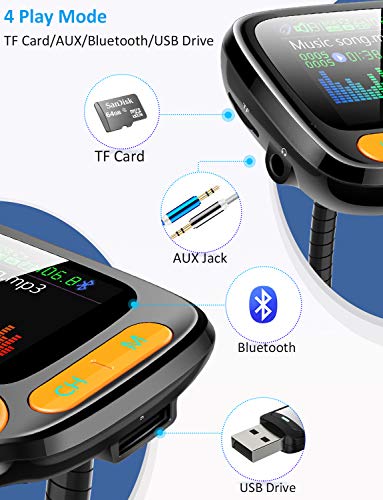 Car Calling Hands Free Adapter, Bluetooth FM Transmitter for Calls& Music, Dual USB Charger, TF Card - //coolthings.us
