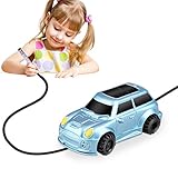 Kaerdun Inductive Train Toy Magic Mini Car Follow Drawn Black Line for Kids (Blue Jeep)