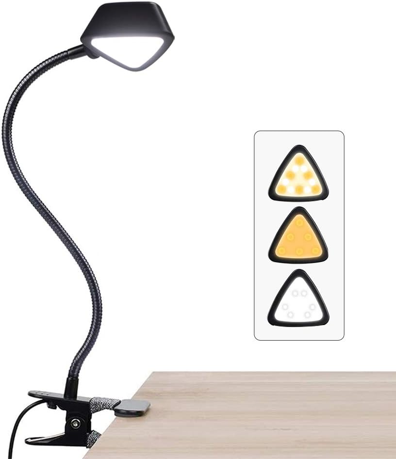 LuminoLite 12 LED Adjustable Reading, 10 Brightness Level x3 Colors Book Lamp, Clip Light for Desk, Bed Headboard, Black - - 