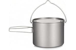 Pot Ultralight Hanging Pot with Lid and Foldable Handle for Camping Backpacking Cooking Picnic Home Use Corrosion- Lightweigh