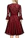 MISSMAY Women's Vintage Full Lace Contrast Flare Sleeve Big Swing A-Line Dress (Large, Red)