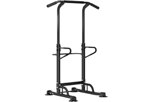 SogesHome Power Tower Pull Up Bar Station, 10 Level Height Adjustable Dip Machine, Workout Equipment for Home Gym Strength Training Fitness Exercise