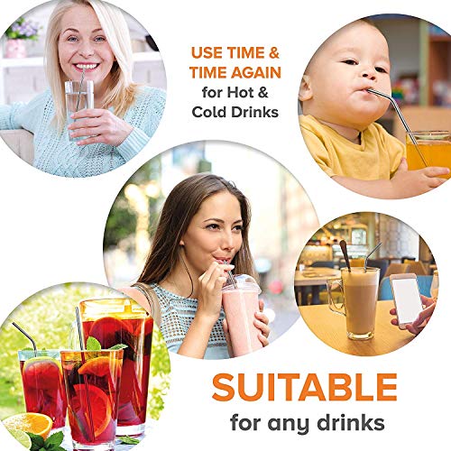 Stainless Steel Straws Set of 8, Reusable Metal Drinking Straws for Cups Yeti Ozark Trail Rtic Tumbl - //coolthings.us