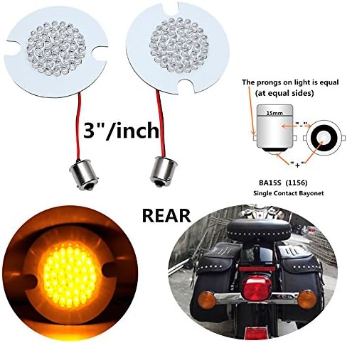 REAR 1156 Amber Pancake Style Turn Signal Light For Harley Davidson FLHR Road King &amp; FLST Heritage Softail Classic &amp; FLHT Electra Glide &amp; FLTR Road Glide (Amber)