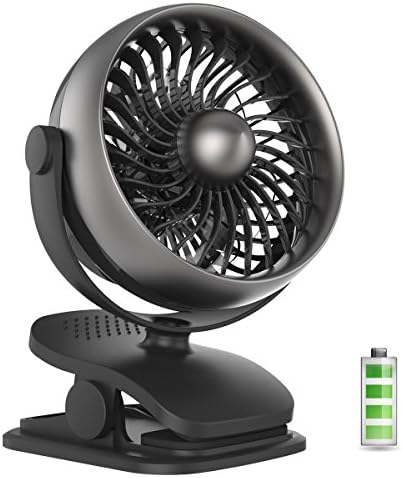 Rechargeable Battery Operated Clip on Fan, USB or Battery Powered Small Fan with Aroma Diffuser Function, 360 Adjustable Wind with 4 Speeds, Personal Fan for Baby Stroller, Office, Outdoor Activity