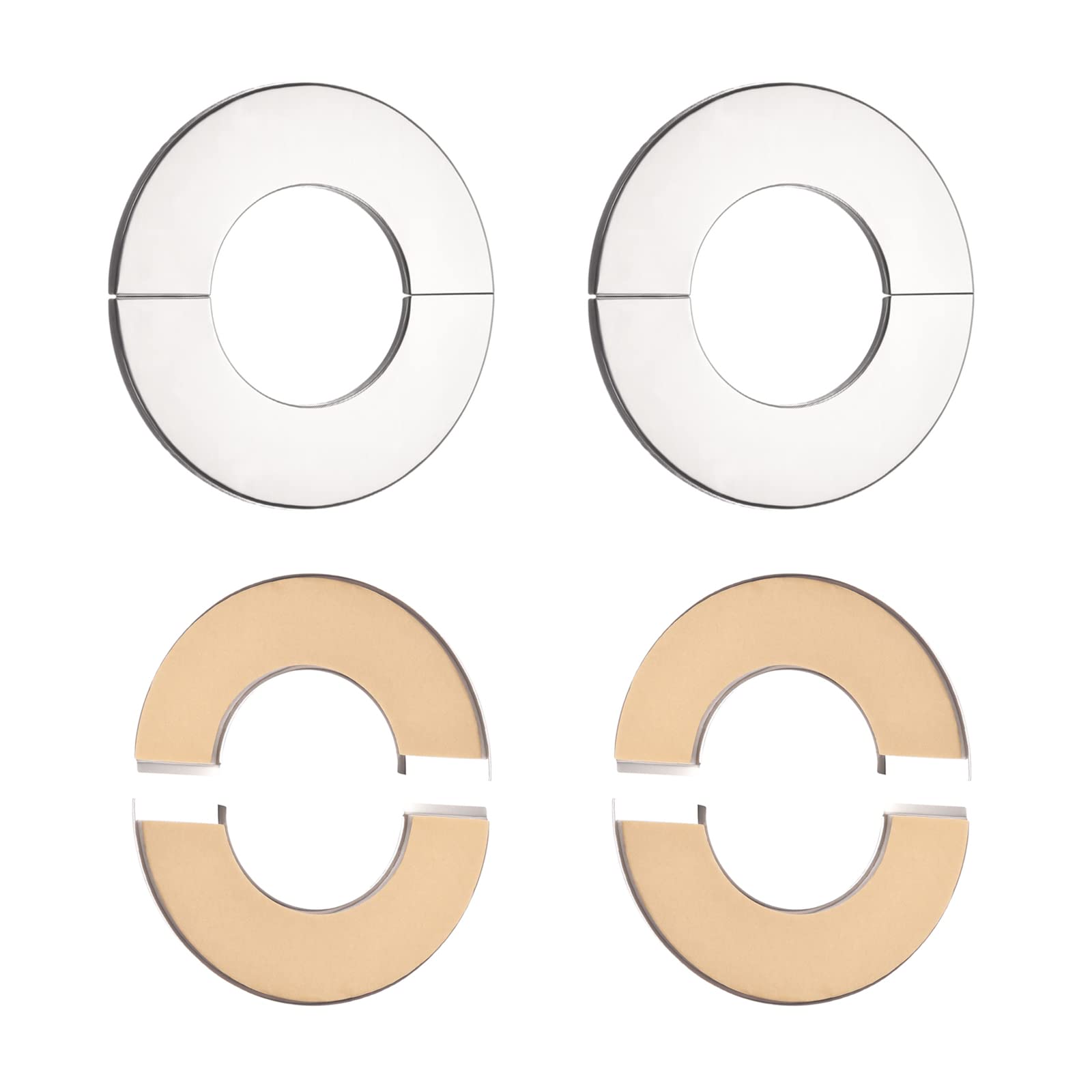 DTGN 140x5mm(DxT) Wall Split Flange - 4Pack - Good for Bathroom Kitchen 91mm Dia Pipe - Stainless Steel Round Escutcheon Plate - Silver Tone