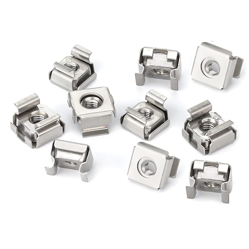 ANSIEDIO M5 Cage Nuts Square Insert Nuts for Rack Mount Server Cabinet Shelves Routers, 304 Stainless Steel