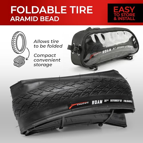 Fincci Bicycle Tyre 700 x 32c – Pair of 28 Inch Tyres, 32-622 with Puncture Protection Puncture Protection 1 mm for Road Bike, Mountain Bike, Electric Bicycle, Tour – Pack of 2 Roam