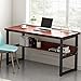 Tribesigns 55 Inches Computer Desk with Bookshelf Works as Office Desk Study Table Workstation for Home Office (55‘’, Cherry)