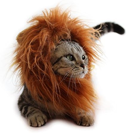 Cat Apparel Lion Mane for Cat Lion Hair with Ears for Halloween Christmas Easter Festival Cosplay Party Activity Pet Costume by AISOMA (Brown)