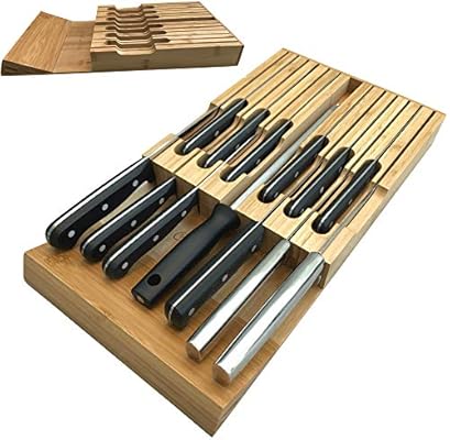 Kitchen Knife Drawer Organizer Insert Bamboo Drawer Organizer