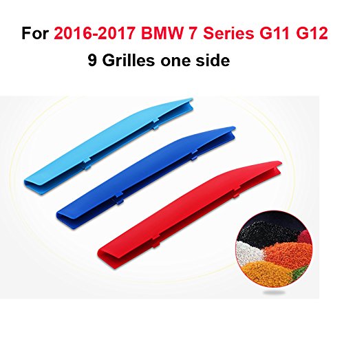 for 16-17 BMW 7 Series G11 G12 (9Grilles one Side) 3D M Styling 3 Colors Front Grille Trim Motorsport Stripes Grill Cover Performance Stickers 3Pcs