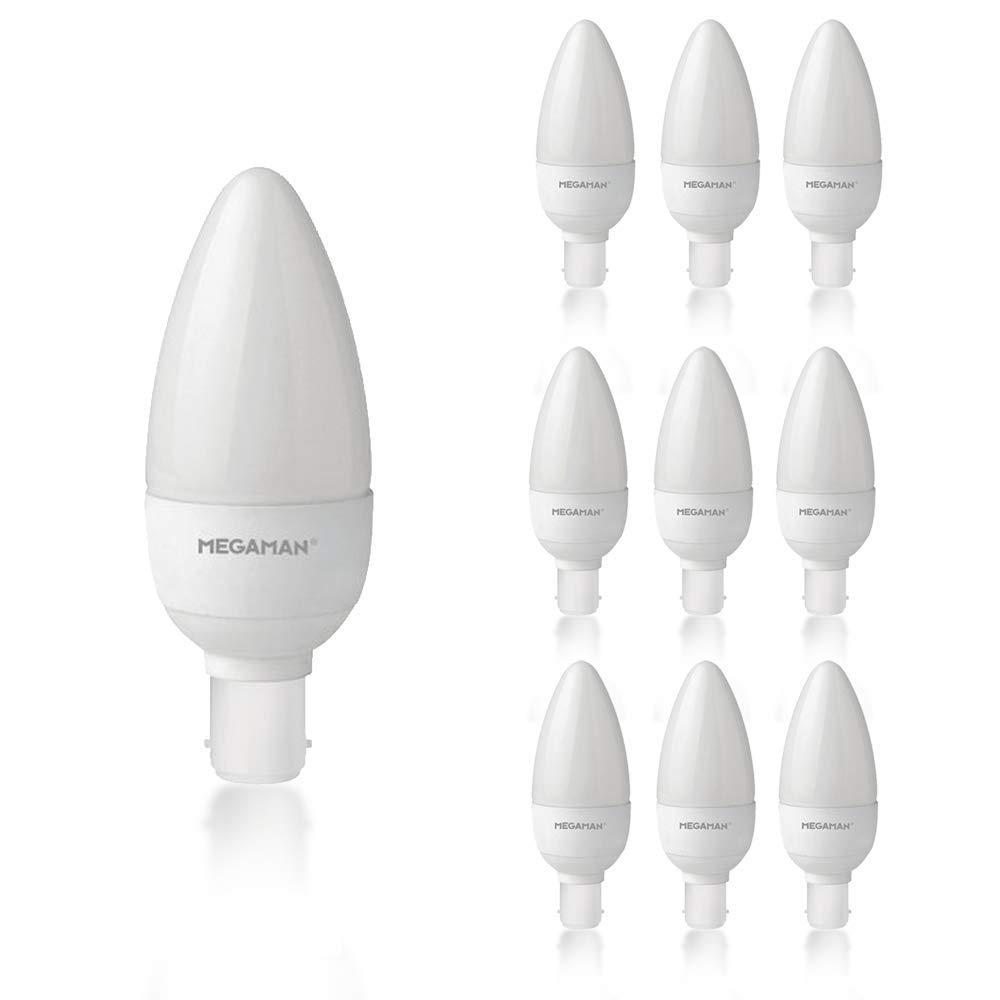 Pack of 10 x Megaman 143354 LED Candle Light Bulbs Opal B15 SBC 4000K Cool White - 5.5 W