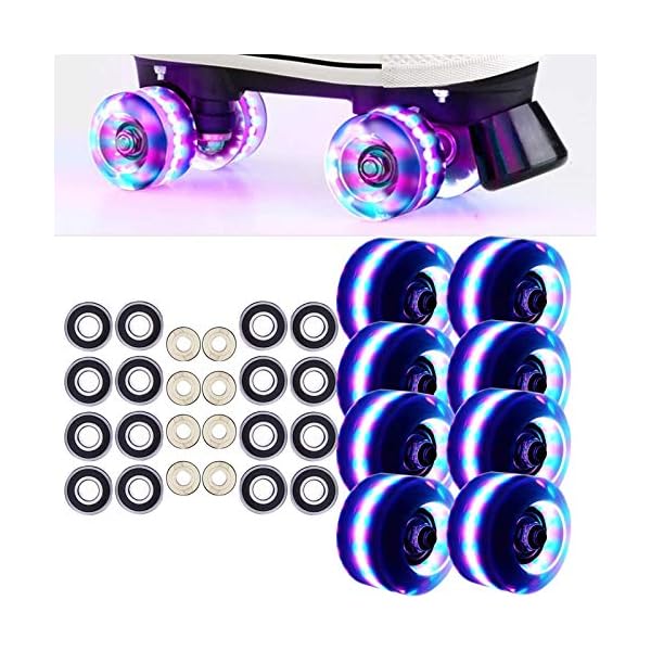 Light up Roller Skate Wheels with Bearings Luminous Quad Roller Skate